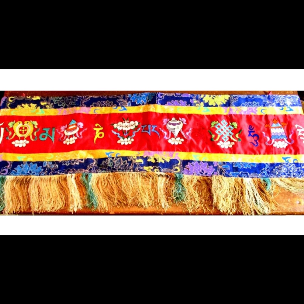 Embroidered Tibetan Tibet Tapestry Wall Hanging - Picture 2 of 5